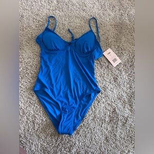YMI Blue One Piece Swimsuit with Adjustable Straps